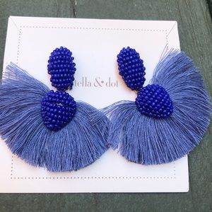 Stella & Dot Blue Beaded Fringe Earrings